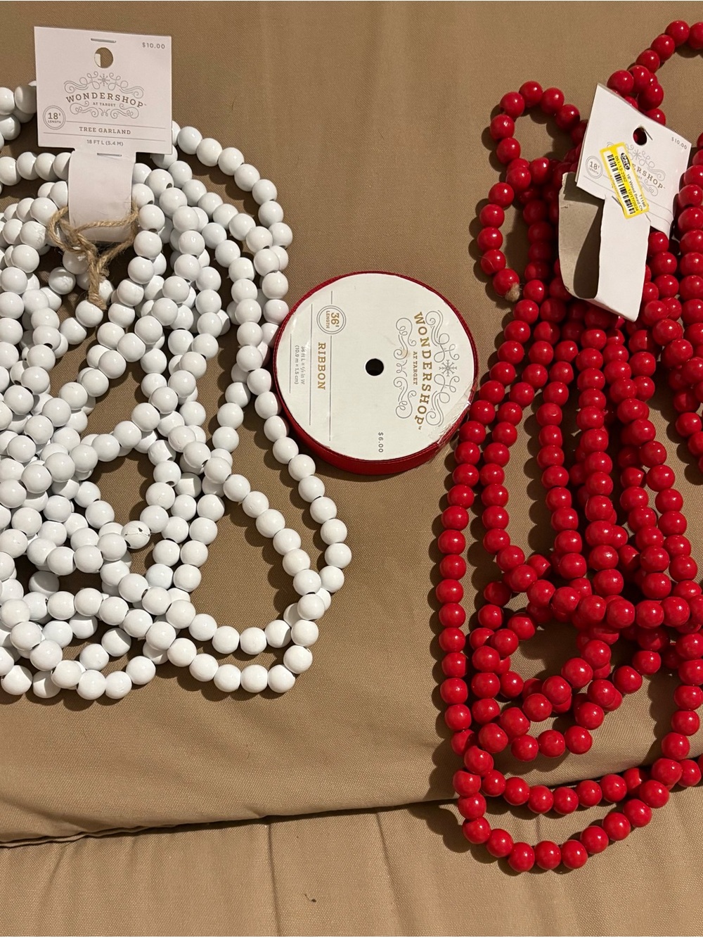 Wondershop Red & White Wooden Bead Garland Set